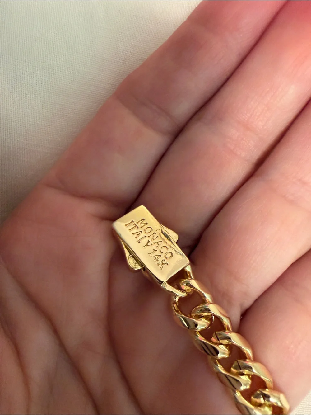 NEW MONACO 14K GOLD HOLLOW CUBAN WOMEN’S BRACELET - Picture 5 of 10